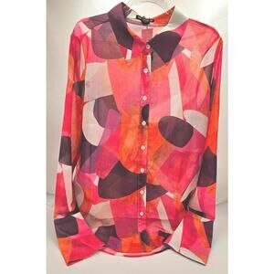 PrettyLittleThing Abstract Print Button-Up Blouse - A Kaleidoscope of Color! 6